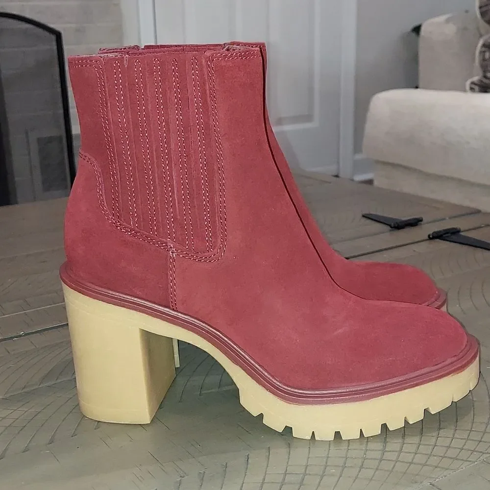 Dolce Vita Caster H2O Maroon Waterproof Suede Boots NWT